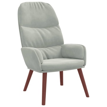 Scaun de relaxare, gri deschis, catifea - Img 2