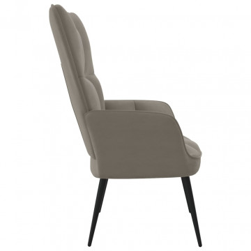 Scaun de relaxare, gri deschis, catifea - Img 3