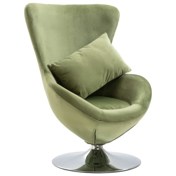 Scaun rotativ tip ou cu pernă, catifea verde deschis - Img 1