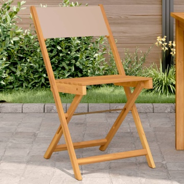 Scaune bistro 2 buc., taupe, lemn masiv acacia și textil - Img 1