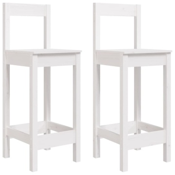 Scaune de bar, 2 buc., alb,40x41,5x112 cm, lemn masiv de pin - Img 2