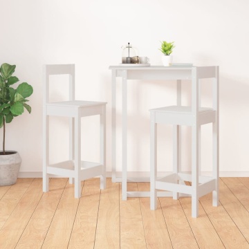 Scaune de bar, 2 buc., alb,40x41,5x112 cm, lemn masiv de pin - Img 5