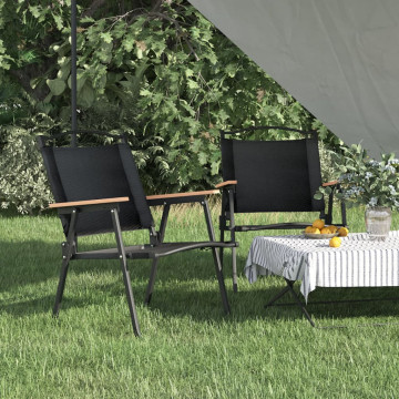 Scaune de camping, 2 buc., negru, 54x55x78 cm, țesătură Oxford - Img 1