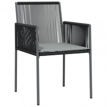 Scaune grădină cu perne 2 buc. negru 54x60,5x83,5 cm poliratan - Img 3