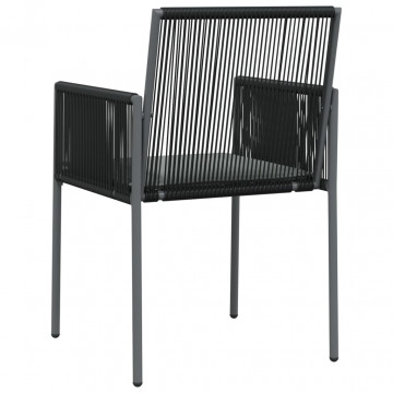 Scaune grădină cu perne 2 buc. negru 54x60,5x83,5 cm poliratan - Img 5