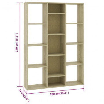Separator cameră/Bibliotecă, stejar sonoma, 100x24x140 cm, PAL - Img 6