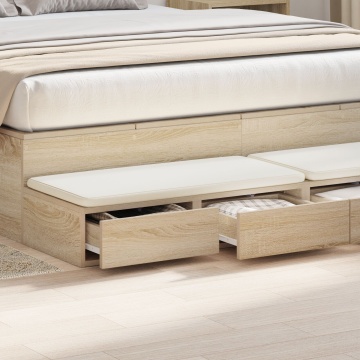 Sertar pentru pat Stejar Sonoma 160x36,5x16,5 cm din lemn prelucrat - Img 4