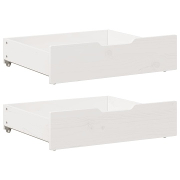 Sertare de pat, 2 buc., 75x55x16 cm, alb, lemn masiv de pin - Img 1