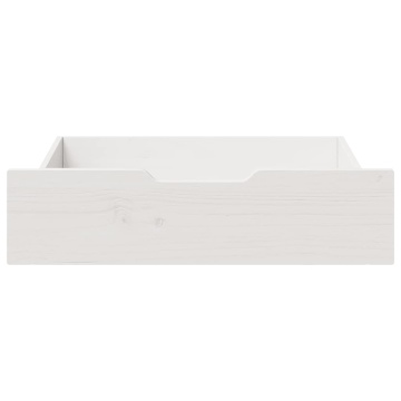 Sertare de pat, 2 buc., 75x55x16 cm, alb, lemn masiv de pin - Img 3