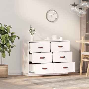 Servantă, alb, 100x40x75 cm, lemn masiv de pin - Img 3