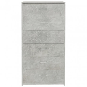 Servantă cu 6 sertare, gri beton, 50x34x96 cm, PAL - Img 4