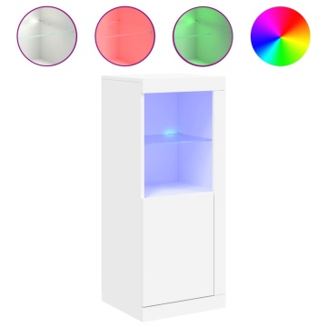 Servantă cu lumini LED, alb, 41x37x100 cm - Img 2