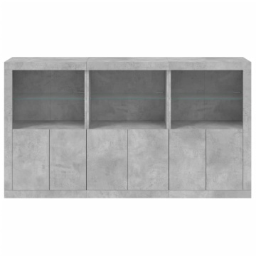 Servantă cu lumini LED, gri beton, 181,5x37x100 cm - Img 5