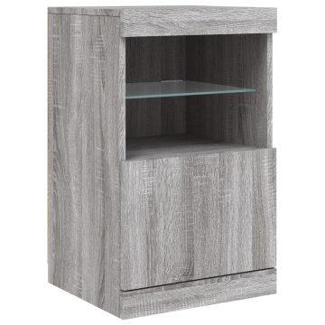 Servantă cu lumini LED, gri sonoma, 41x37x67 cm - Img 3