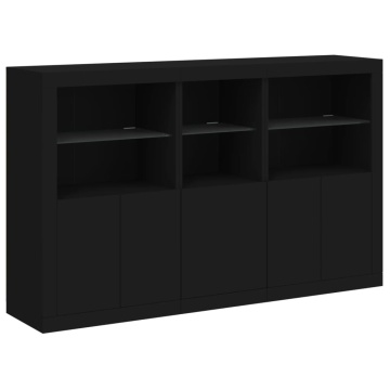 Servantă cu lumini LED, negru, 162x37x100 cm - Img 3