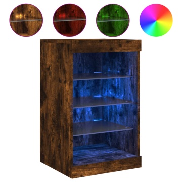 Servantă cu lumini LED, stejar fumuriu, 41x37x67 cm - Img 2