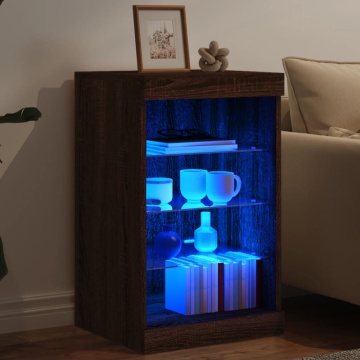 Servantă cu lumini LED, stejar maro, 41x37x67 cm - Img 4
