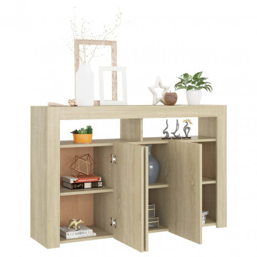 Servantă cu lumini LED, stejar Sonoma, 115,5x30x75 cm - Img 4
