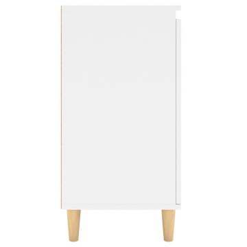 Servantă cu picioare din lemn masiv, alb, 60x35x70 cm, PAL - Img 5