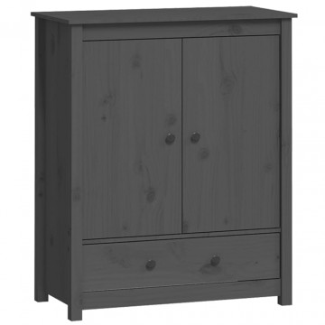 Servantă, gri, 83x41,5x100 cm, lemn masiv de pin - Img 2