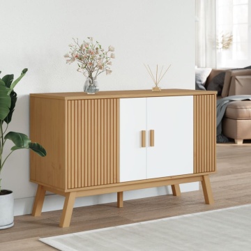 Servantă OLDEN, alb și maro, 114x43x73,5 cm, lemn masiv pin - Img 3
