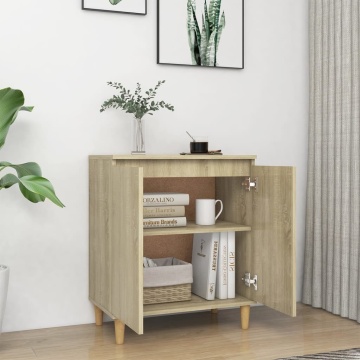 Servantă picioare din lemn masiv stejar sonoma 60x35x70 cm PAL - Img 3