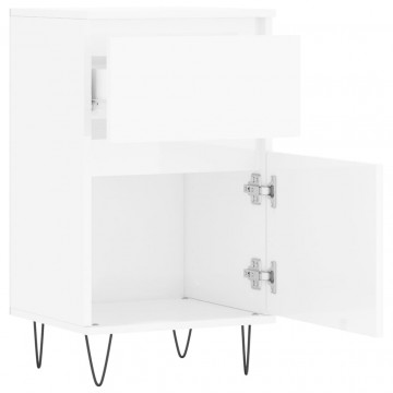 Servante, 2 buc., alb extralucios, 40x35x70 cm, lemn prelucrat - Img 6