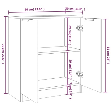 Servante, 2 piese, sonoma gri, 60x30x70 cm, lemn prelucrat - Img 5
