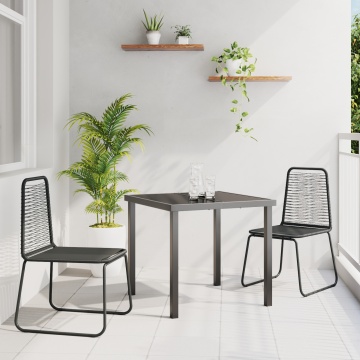 Set 3 piese de dining pentru grădină Negru Poliratan - Img 1
