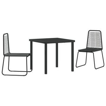 Set 3 piese de dining pentru grădină Negru Poliratan - Img 2