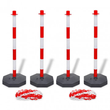 Set 4 stâlpi de blocare & 2 lanțuri de plastic, 10 m - Img 1