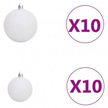 Set brad Crăciun artificial cu LED-uri&globuri negru 210 cm PVC - Img 5