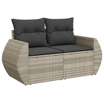 Set canapea de grădină cu perne, 4 piese, gri deschis poliratan - Img 4