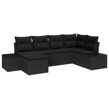 Set Canapea Grădină cu 6 Piese cu Perne Negru Ratan Poli - Img 2