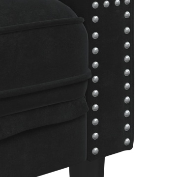 Set canapele Chesterfield cu perne rulou 2 piese negru catifea - Img 5