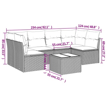 Set canapele de grădină, 7 piese, cu perne, gri, poliratan - Img 3