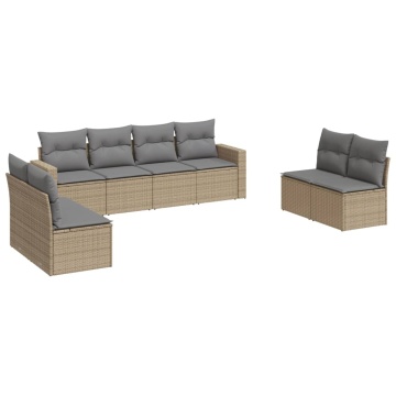 Set canapele de grădină, 8 piese, cu perne, bej, poliratan - Img 2