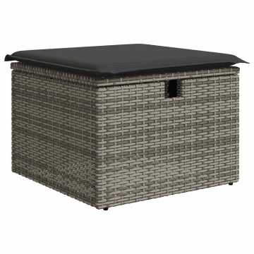 Set canapele de grădină, 9 piese, cu perne, gri, poliratan - Img 6