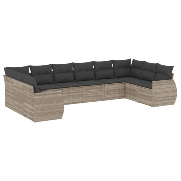 Set canapele de grădină cu perne 10 piese gri deschis poliratan - Img 2