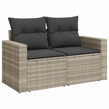 Set canapele de grădină cu perne 10 piese gri deschis poliratan - Img 3