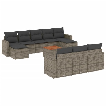 Set canapele de grădină cu perne, 11 piese, gri, poliratan - Img 2