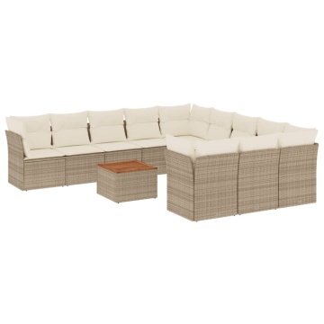 Set canapele de grădină cu perne, 12 piese, bej, poliratan - Img 2