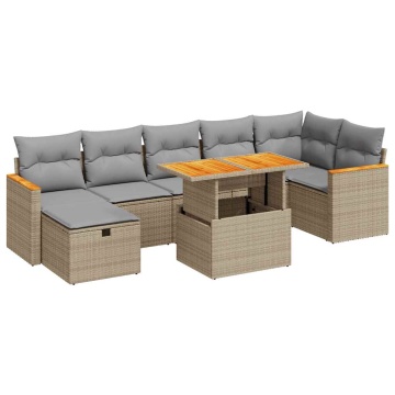 Set canapele de grădină cu perne, 5 piese, bej, poliratan - Img 2