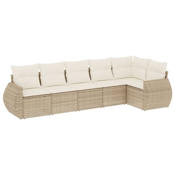 Set canapele de grădină cu perne, 6 piese, bej, poliratan - Img 2
