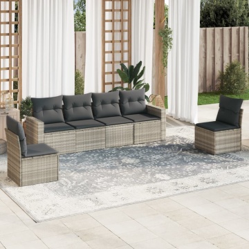 Set canapele de grădină cu perne, 6 piese gri deschis poliratan - Img 1