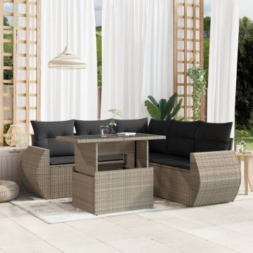 Set canapele de grădină cu perne, 6 piese gri deschis poliratan - Img 1