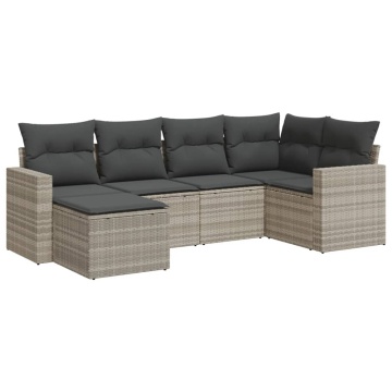 Set canapele de grădină cu perne, 6 piese gri deschis poliratan - Img 2