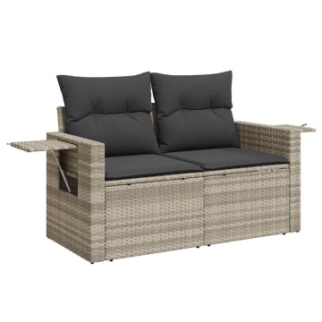 Set canapele de grădină cu perne, 6 piese gri deschis poliratan - Img 4