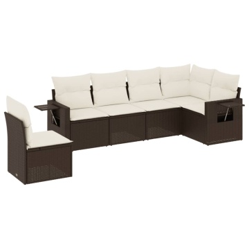 Set canapele de grădină cu perne, 6 piese, maro, poliratan - Img 2