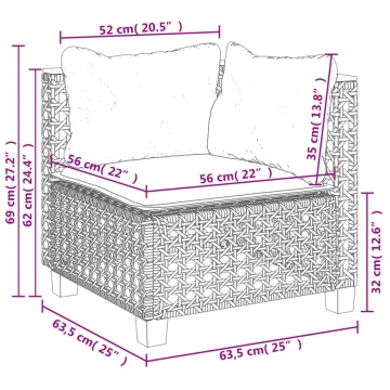 Set canapele de grădină cu perne, 7 piese, negru, poliratan - Img 2